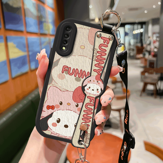 
WAIDM wristband suitable for vivoY7s mobile phone case for women, full cover anti-fall vivo Y7s lanyard crossbody protective cover vovoy7s soft shell wrist type silicone shell bracket new model [anti-fall veneer white] HH1473 vivo Y7s