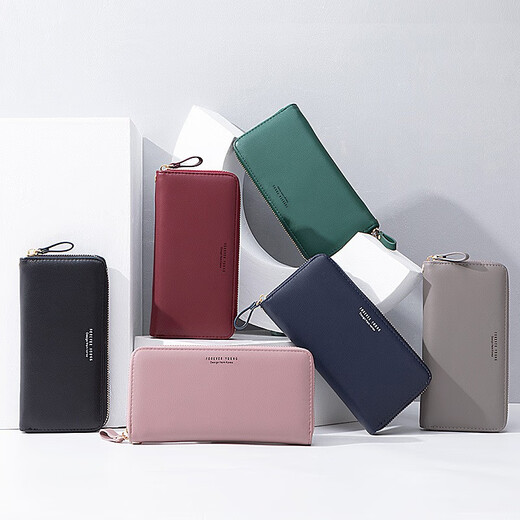 Woodpecker (TUCANO) new Korean version forever young women's wallet solid color versatile clutch fashion PU pull dark blue