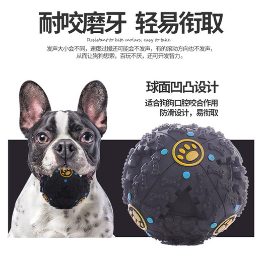 洛瑞夫 宠物狗狗玩具耐咬玩具怪叫漏食球玩具漏食器 金毛慢食训练玩具 黑色漏食球 中号-直径10cm