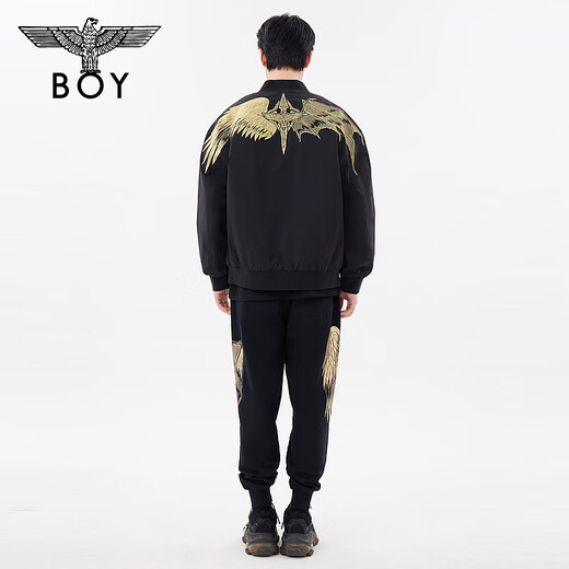 BOY LONDON Spring Unisex Jacket Black Gold Wings Embroidered Trendy Brand Warm Cotton Jacket N29009 Black XS