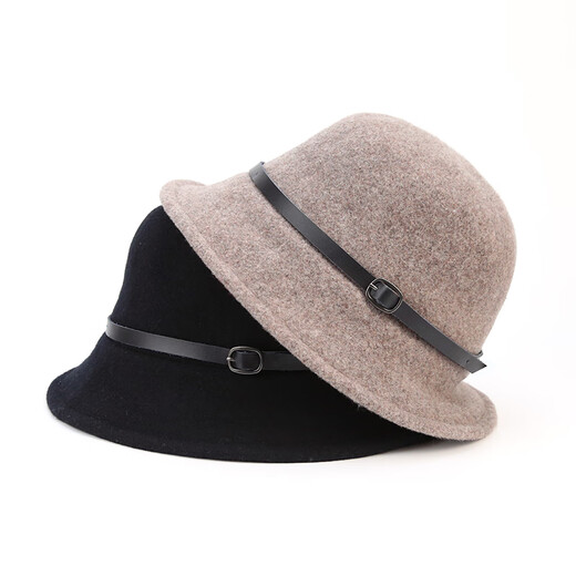 Maria Gucci Fashion Felt Hat Elegant Small Top Hat Retro Fisherman Hat British Bon Hat Fashion Wool Hat Women's Lakeside Walk Black