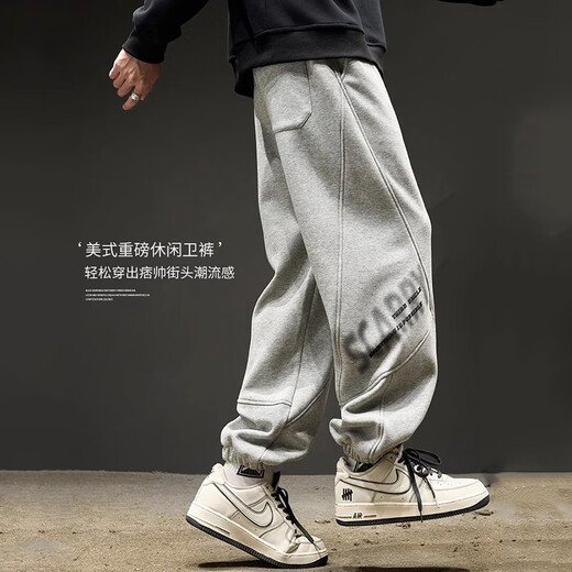 Woodpecker (TUCANO) casual pants for men in autumn and winter heavyweight American hip-hop letters trendy leggings and velvet loose new sports pants for men brown L suitable for 120-140Jin Jin equals 0.5 kg