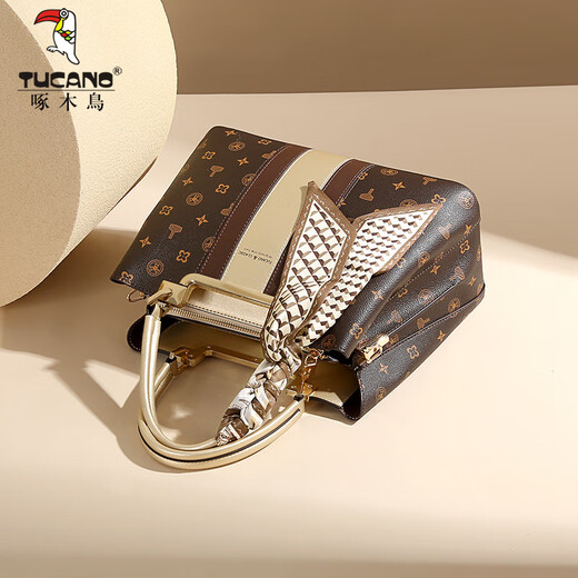 Woodpecker (TUCANO) women's bag 2026 new handbag high-end printed large capacity shoulder crossbody bag Valentine's Day birthday gift high-end coffee-gift box style for mom