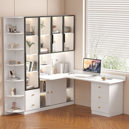 Pipenuos neuer massives Holz-Eckbuch Bücherregal integriert in einfache studentische Computerschreiber-Bücherregal aus dem heimlichen Schlafzimmer.