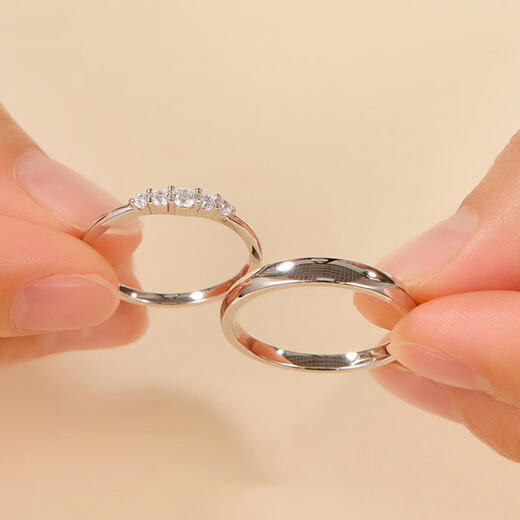 MZMZ Platinum Ring Evening Star PT950 Real Diamond Platinum Couple Ring Proposal Wedding Birthday Anniversary Gift Light Luxury Evening Star Couple Ring