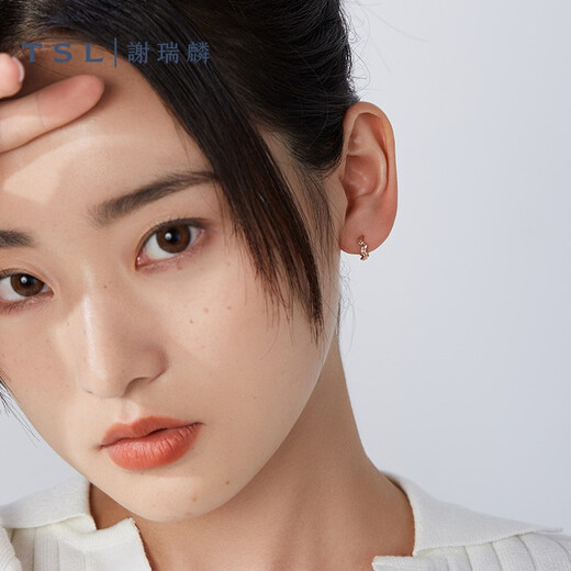 Xie Ruilin (TSL) 18K rose gold earrings Yueji series simple color gold earrings earrings for women AG682 k gold earrings