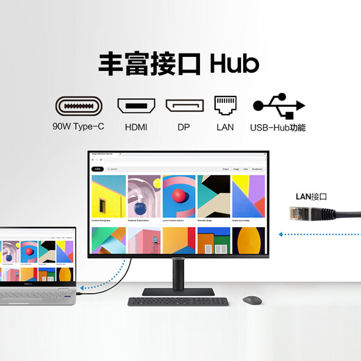 三星（SAMSUNG）专业设计 4K显示器 IPS平面高清分辨率 type-C 升降旋转 电脑屏幕 【32英寸】S32B800PXC