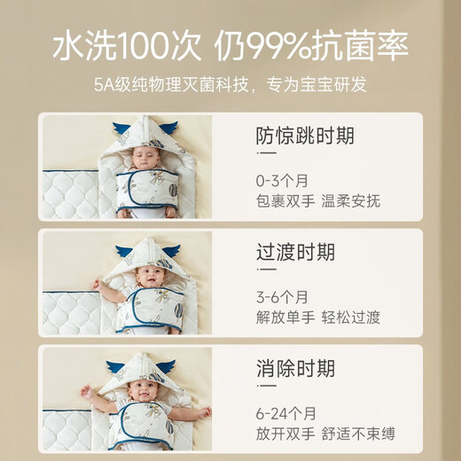 Betas baby sleeping bag holding quilt with cotton quilt newborn sleeping nest quilt newborn swaddle clothes anti-shocking bag. Medium-thickness recommended for 10-20C space travel in autumn and winter S code 90cm age 0-7 months