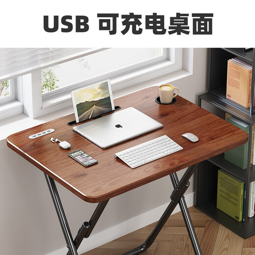 Orenford Home Installation-free Computer Desk Modern Simple Writing Desk and Chair Foldable Desk Dormitory Office Study Table Walnut Computer Desk 60*40*70 Foldable