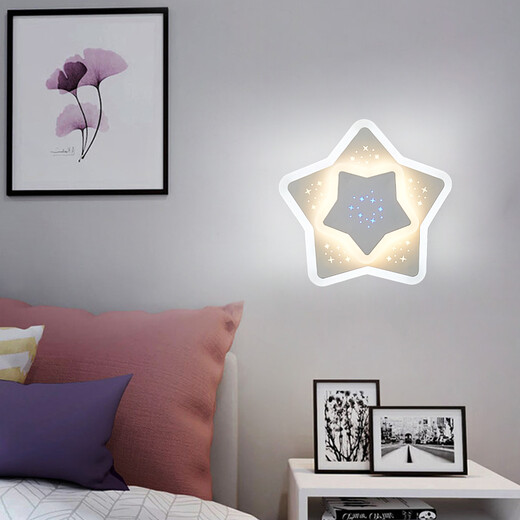 Chunlu Simple Postmodern Bedside Lamp Creative Bedroom Living Room Nordic LED Acrylic Aisle Background Wall Lamp Fluorescent Yellow Starry Sky
