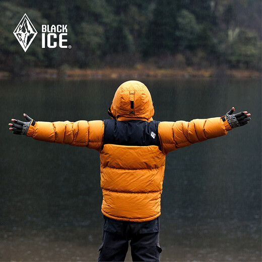 Black Ice (BLACKICE) 8536 new goose 700 pony outdoor windproof waterproof and warm thick live hat color-blocking down jacket Black Black L