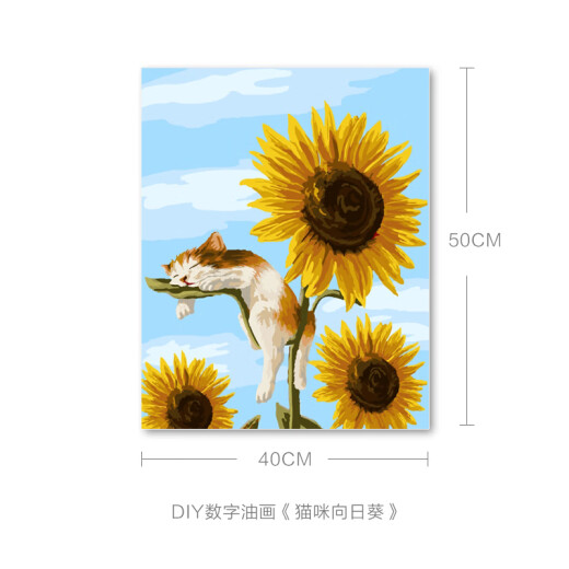 Cuttlefish DIY digital oil painting 3476 cat sunflower 40*50cm coloring painting entrance hand-painted oil painting decorative painting