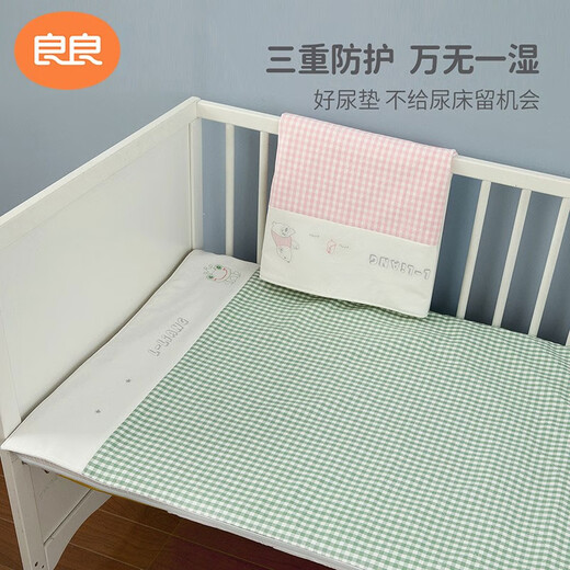 Liangliang (Liandgliang) Baby Urinseptum kann mit Leinen Baumwoll Ramie kleiner Urinpolster zweiköpfig Baby Urinpolster wasserdichtes atmungsaktives Matratzenkissen [2-teiliger Menghu Blau] 45*35 cm Baumwolle