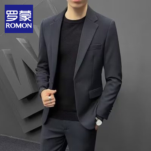 Luo Meng Autumn and Winter Casual Suit Jacket Men's Korean Slim Small Suit Jacket Trendy High-End Handsome Formal Top Black Single-piece Suit XL