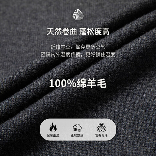 
SHANSHAN [thickened style] cardigan men's cardigan thick autumn and winter men's business casual pure wool knitted jacket Pure gray L (175/92A)