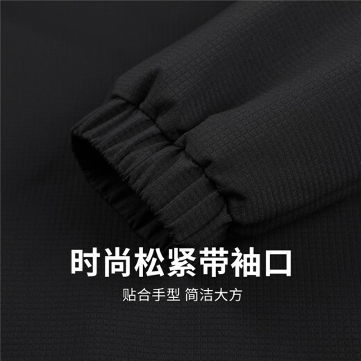 与狼共舞【加绒】可拆卸连帽夹克男2024秋冬新款肌理格纹休闲男士外套1047 黑色001 S (165)