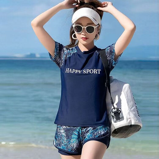 督型大码泳衣女保守分体胖mm遮肚显瘦泡温泉微胖女孩运动游泳衣2025款 6167黑配灰 XL 110-120斤