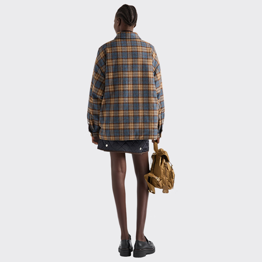 PRADA/Prada gift women's patch pocket plaid wool twill jacket tobacco color 36