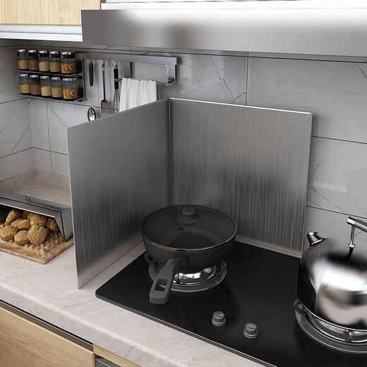 Xiongwochi stainless steel kitchen oil shield for cooking, anti-oil splash, thickened heat shield, range hood, high temperature resistant shield plate protective cover, height 30, depth 30, two fold in one