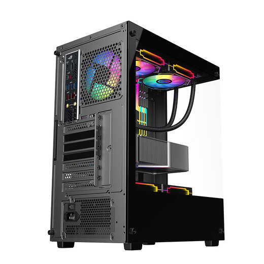 AOCCG390B黑色 游戏电脑主机海景房机箱 双面玻璃/支持ATX主板/240水冷/5风扇位/270°全景/上下分仓