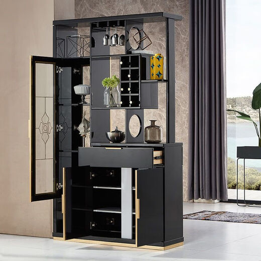 La première armoire d'entrée de peinture est une simple partition moderne, un armoire de décoration de salon de luxe léger, une armoire à écran, une armoire à vin, une armoire de rangement, une armoire de chambre, une armoire à chaussures, 1591 Black 1,21 mètres Installation de forfait