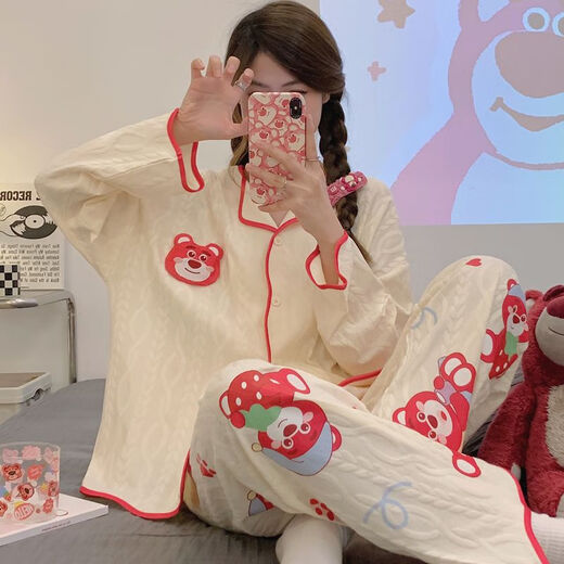 黎尚朵月子服夏季薄款产后s风网红新款睡衣春秋款开1衫薄款长袖长裤宽 9207叮当猫 M 建议80-1斤