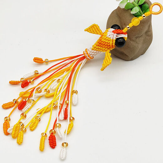 Lingchuan Chinese knot koi braided rope diy material mobile phone bag keychain pendant jewelry small goldfish handmade colorful style (material package)