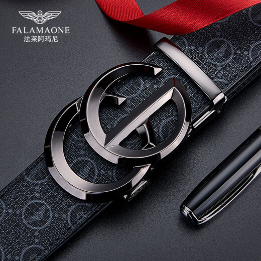 Falai armani ceinture hommes en cuir authentique en cuir de la Saint-Valentin couche à tête de ceinture de vache de vacherie de vacherie légère luxe décontracté cadeau haut de gamme pour mari anniversaire hommes couleurs de pistolet 841 [boîte cadeau en bois massif] 130 cm