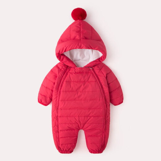 Dudu family baby down jumpsuit female New Year's greetings winter thickened khaki male baby New Year winter clothing red tag 90 recommended height within 90cm