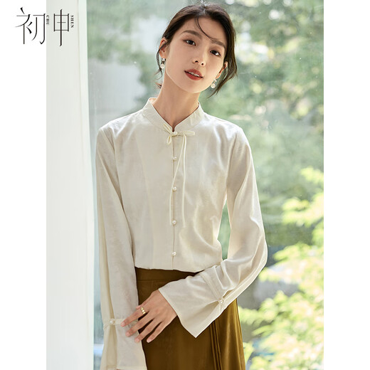 Chushen new Chinese style long-sleeved shirt for women New Year's Eve party wear Oriental simple luxury style pearl button shirt S143C5003