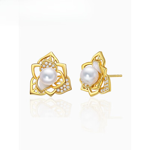 Haikai Earrings Women's Pearl Earrings Luxury Jewelry Design Valentine's Day Birthday Gift for Wife or Girlfriend Bougainvillea Natural Pearl Earrings (1 Pair)