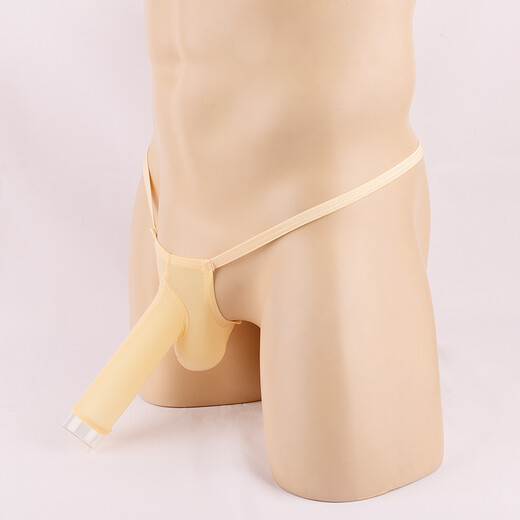 Men's Sexy Underwear Ultra-Thin Transparent Ice Ribbon T-Pants Men's T-Pants Men's See-through Sexy Underwear Black One Size Cover Closed Mouth