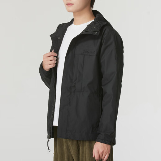 Timberland添柏岚冲锋衣男春季户外登山服防风连帽夹克防水工装外套A695W A695W001/黑色 XS 165 建议80-100斤