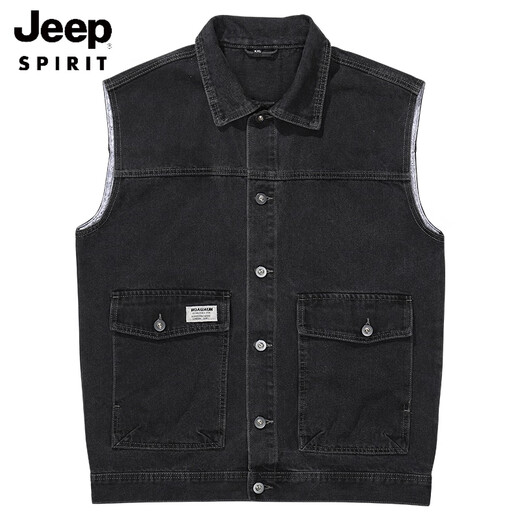 JEEP SPIRIT2025秋季新款复古工装牛仔马甲男春秋季黑色无袖背心男装坎肩外套 9215蓝色 3XL