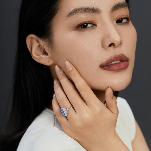 Yicai natural aquamarine ring 18k gold birthday gift for girlfriend GUILD 3.4 carats /Super Santa Maria/