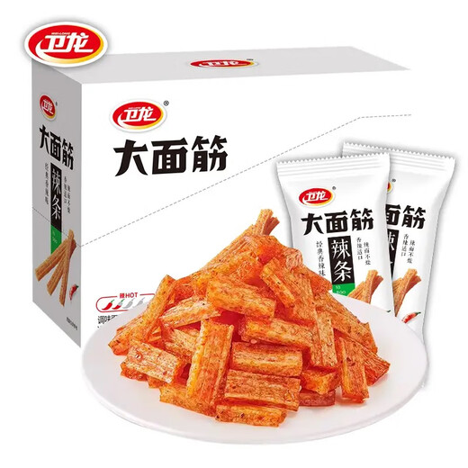 Weilong Spicy Strips Small Gluten Large Gluten Internet Celebrities Satisfy Spicy Childhood Nostalgia Snacks 60 Packs Full Box (30 Packs) Large Gluten