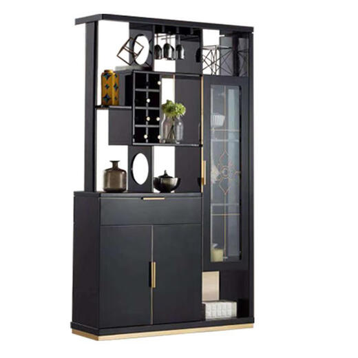 La première armoire d'entrée de peinture est une simple partition moderne, un armoire de décoration de salon de luxe léger, une armoire à écran, une armoire à vin, une armoire de rangement, une armoire de chambre, une armoire à chaussures, 1591 Black 1,21 mètres Installation de forfait