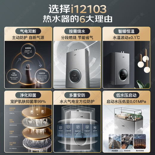VATTI (VATTI) official state subsidy gas water heater 16 liters natural gas water heater water servo level constant temperature forced discharge instant heating gas saving and leakage prevention i12103 EC3 16L natural gas one kitchen and multiple bathrooms