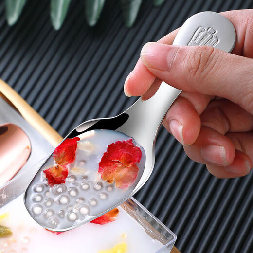 YIJUKE creative 304 stainless steel tea spoon tea spoon tea shovel short handle dessert spoon 304 tea spoon original color 1 pack