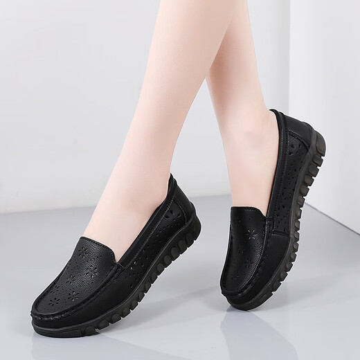 2023 Spring and Summer Mom Shoes Soft Soled Casual Fashion Shoes Comfort Shoes Middle-aged and Elderly Granny Shoes Anti-Slip Dancing Shoes Black 37