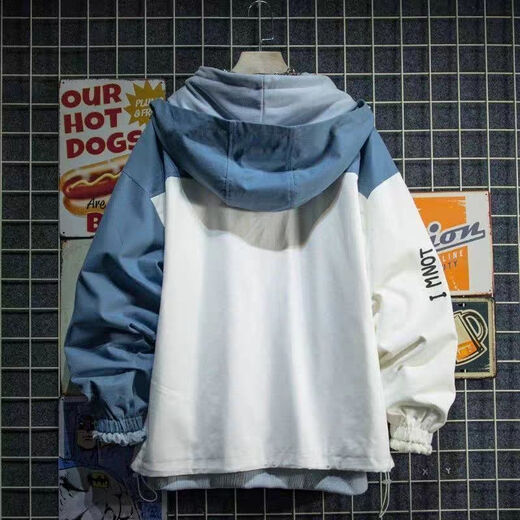 Commandant d'ours Hong Kong Veste de requin de style décontracté INS HOODED MEN'S CAT SPLICING COUPLE TOP Youth Youth Trendy Étudiant Men 7027-M13 Veste verte grise Double couche One Taille M recommandée 80-100jin [Jin est égal à 0,5 kg]