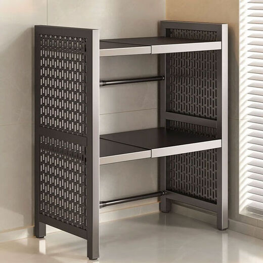 Kunfeng kitchen microwave oven rack double-layer retractable storage rack multi-function rice cooker oven rack countertop bracket single layer C type bold model non-retractable simple model