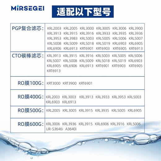 MIRSEGEI适合沁园净水器滤芯小白鲸海王KRL6903/5003/5005/3913/6901等 KRL6903/6913/3913/5003全套