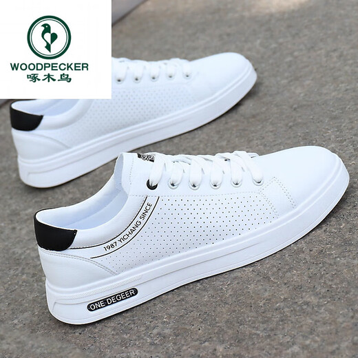 Spechts Sommer neue Schuhe für Männer Sommer Neue vielseitige atmungsaktive trendige weiße Schuhe Freizeitbrettschuhe für Männer Schwarz Y-K9859 40