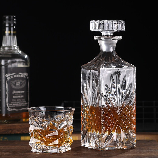 Yitelan Whiskey Foreign Wine Bottle Household Crystal Glass Wine Bottle Red Wine White Wine High-end Sealed Storage Bottle No. 9 Frosted Sealing Plug 730ml