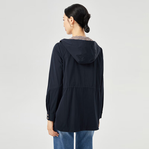 NAERSI Convenient Jacket Temperament Sports Hooded Windbreaker Women's 25 New Autumn Jacket Dark Blue Purple XL