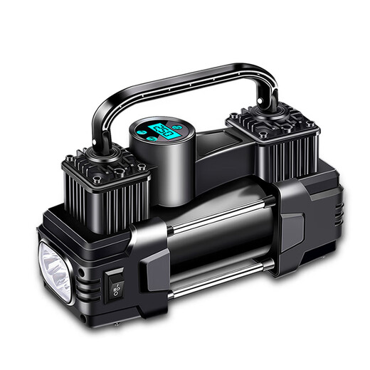 Single-cylinder car air pump, double-cylinder high-pressure portable car air pump, tire high-power 12V car air pump, true double-cylinder mechanical light-free fast inflation pointer table