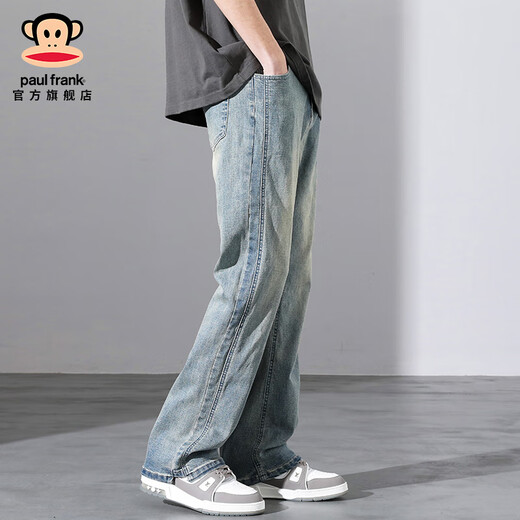 
Big Mouth Monkey (paul frank) American fashion brand jeans men's autumn loose new straight-down wide-leg pants trendy high street casual long pants 9901 nostalgic blue [official authentic] L [recommended 120-140Jin [Jin equals 0.5 kg]]