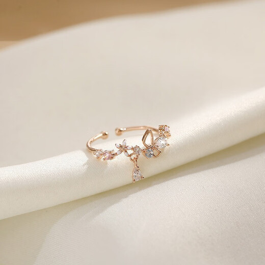 Qi Xiaomi flower ring for women ins fashion small fresh fashion personality opening adjustable niche design index finger ring gift