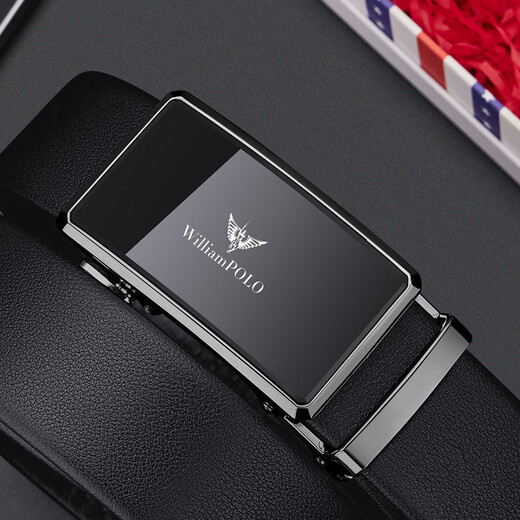 British Paul Belt's Hen's Great Leather Automatic Buckle Buckle Head Couche Cow Hide Men's Belt Business Simple Belt Birthday Gift For Hommes pour donner une couleur de fusil de petit ami - Couche de la couche supérieure